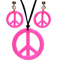 Preview: Hippie peace jewelry set in pink