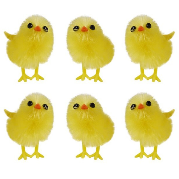 6 fluffy chick figures 3.5cm
