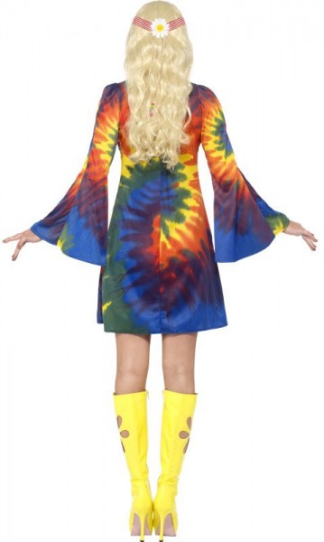 Kolorowa sukienka hippie z rękawami w kształcie trąbki 3