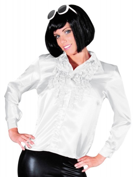 White disco frilled blouse for women