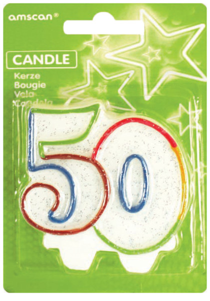 Candelina 50° compleanno colorata