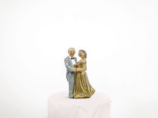 Dekoracja tortu złoty ślub 12cm 3