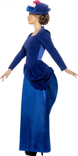 Wiktoriański kostium damski w aksamitnym niebieskim kolorze 3