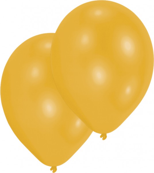 10er Set Luftballons Gold 25 cm