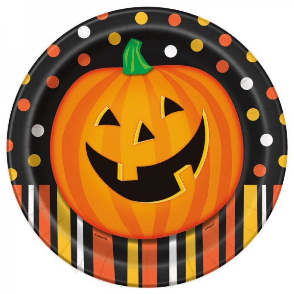 Halloween pumpkin fun paper plate 23cm