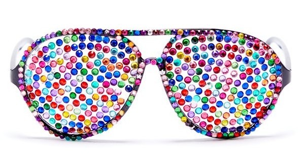 Kolorowe okulary na imprezę z mozaiką ze strasu