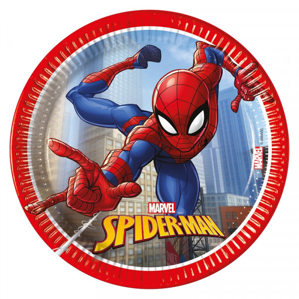 8 talerzy papierowych Spiderman Web Warriors 20 cm