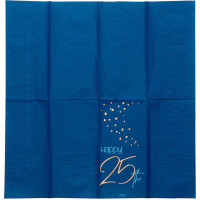 Vorschau: 10 Elegant Blue 25th Birthday Servietten 33cm