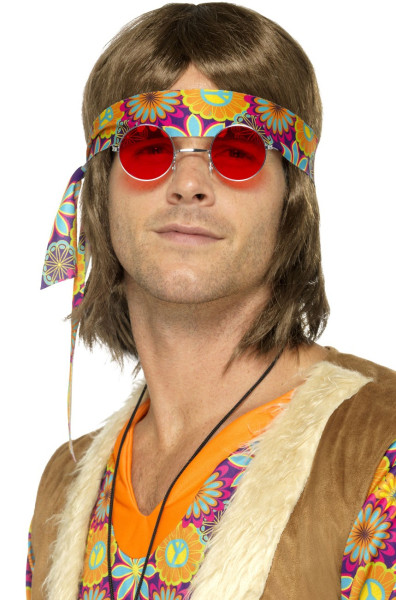 Hippie bril rood-zilver