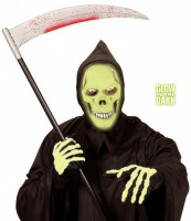 Preview: Luminous grim reaper mask with hood