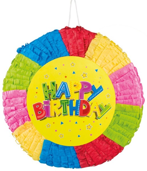 Kleurrijke Happy Birthday Pinata 40 x 40 cm