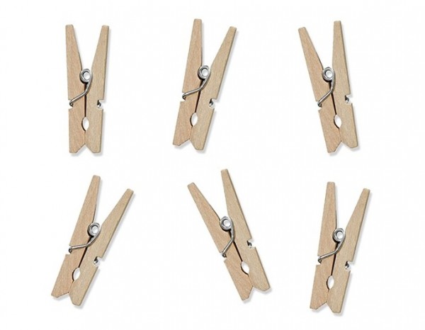 20 houten clips in naturel bruin