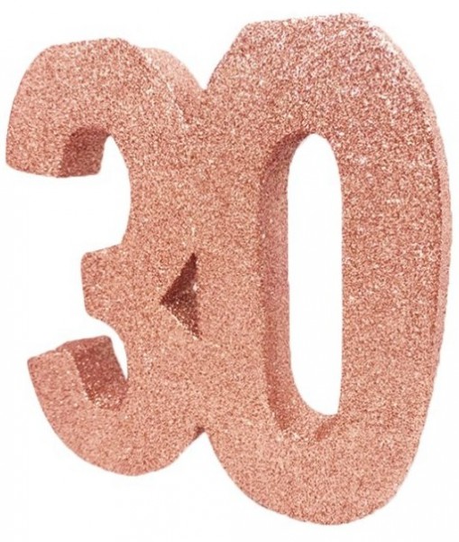 Décoration de table scintillante numéro 30 en or rose