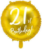 Voorvertoning: Glanzende folieballon 21e verjaardag 45 cm