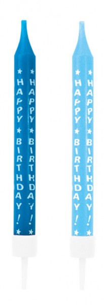Blaue Happy Birthday Tortenkerzen Mit Halterung 10 Stück