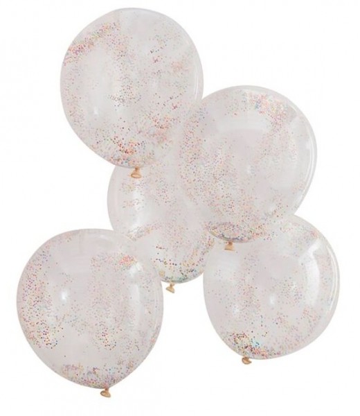 5 globos confeti de colores mezclados para fiestas 30cm