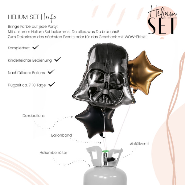 Darth Vader Ballonbouquet-Set mit Heliumbehälter 3
