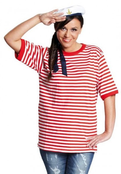 Short-sleeved striped shirt red and white striped