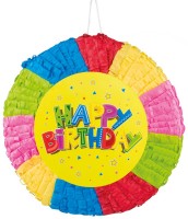 Widok: Kolorowe Happy Birthday Pinata 40 x 40 cm