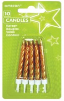 Birthday Party Cake Candle Gold Metallic Include 10 pezzi