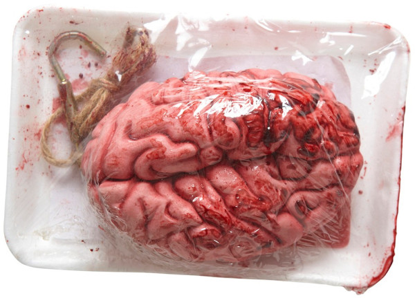 Blodig hjärna i kylhylla förpackning