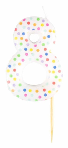 Number 8 colorful dots cake candle 6cm