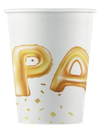 8 golden party paper cups 200ml