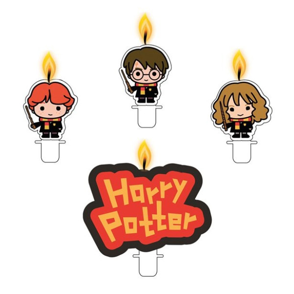 4 komiksowe świeczki na tort o Harrym Potterze