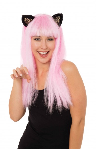 Peluca de cosplay de gatito rosa