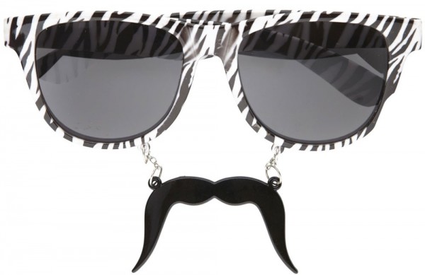 Szalone okulary Zebra z wąsem