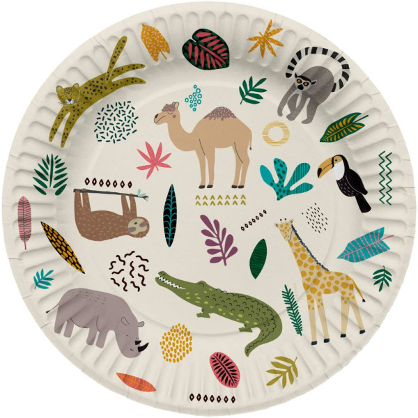 8 Zoo Birthdayparty paper plates 23cm