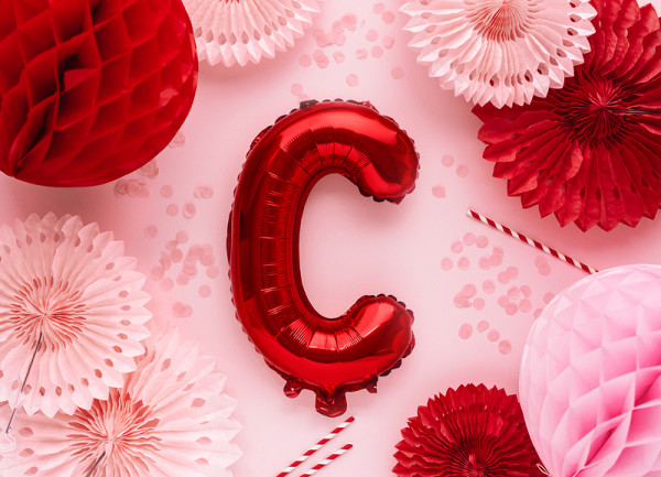 Czerwony balon z literą C 35 cm