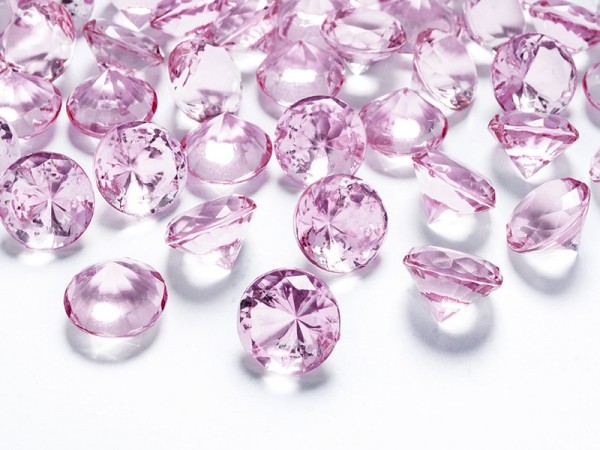 10 udsmykkede diamanter lyserosa 2 cm
