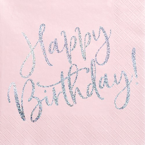 20 Pink Birthday napkins 33cm
