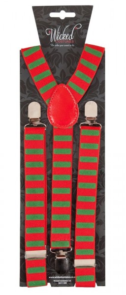 Striped suspenders red green