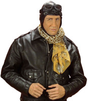 Black aviator cap in leather look