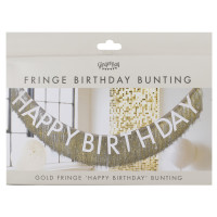 Oversigt: Fødselsdagsglitterguirlande creme-guld Elegance 1,75m