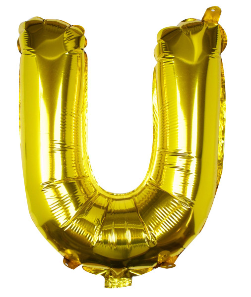 Gylden U bogstav folie ballon 40 cm