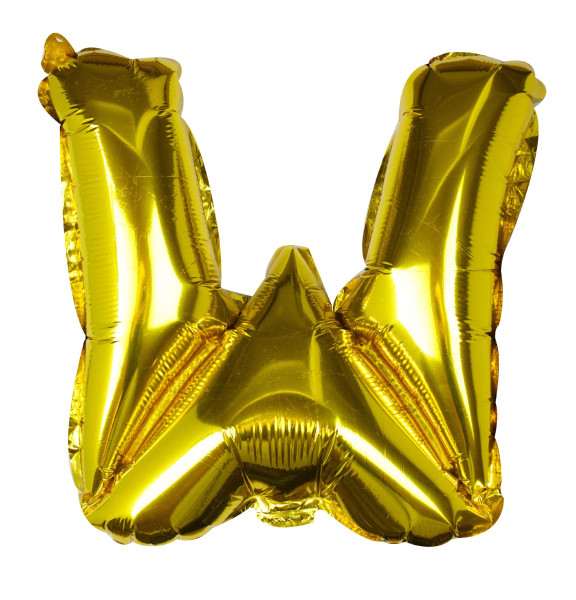 Golden W letter foil balloon 40cm