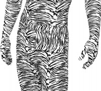 Oversigt: Zebra mønster morphsuit fuld krop dragt