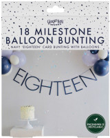 Preview: Blue number 18 garland with balloons
