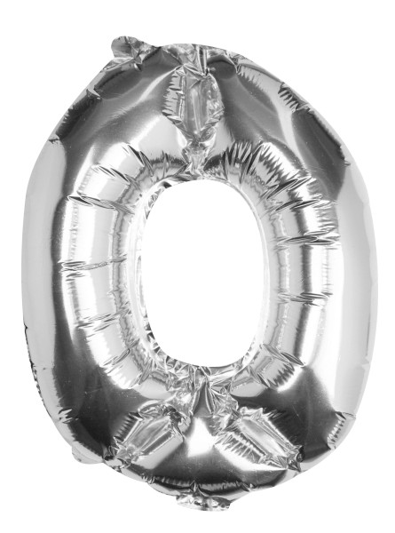 Ballon aluminium argenté chiffre 0 40cm