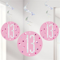 6 Pink Dots 13th Birthday Spiralhänger 80cm