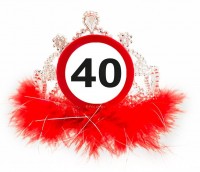 Road sign 40th birthday crown