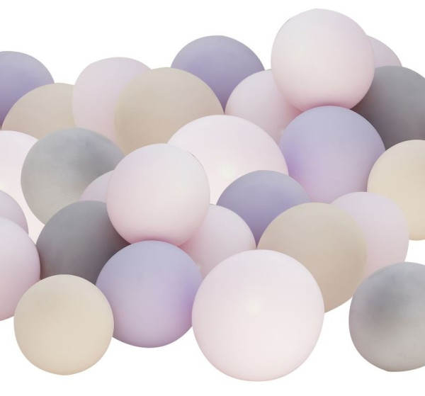 40 ekologiska latexballonger rosa, lila, grå, naken