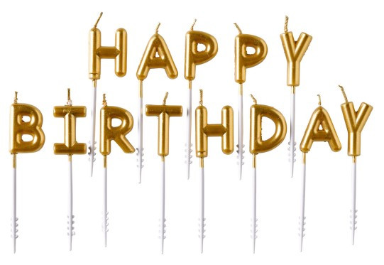 Goldene Happy Birthday Tortenkerzen 13-teilig