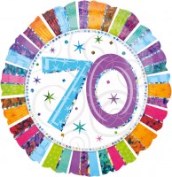 Okrągły balon 70. urodziny kolorowy