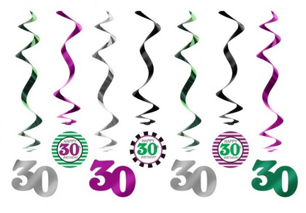 7 Wild 30th Birthday spiral hangers 60cm 2