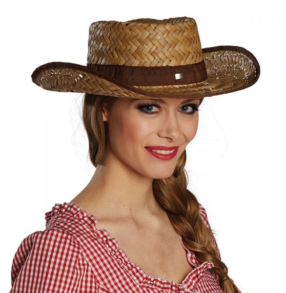 Chapeau de paille cowgirl marron