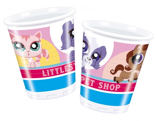 8 vasos de plástico Littlest Pet Shop Animal Love de 200 ml